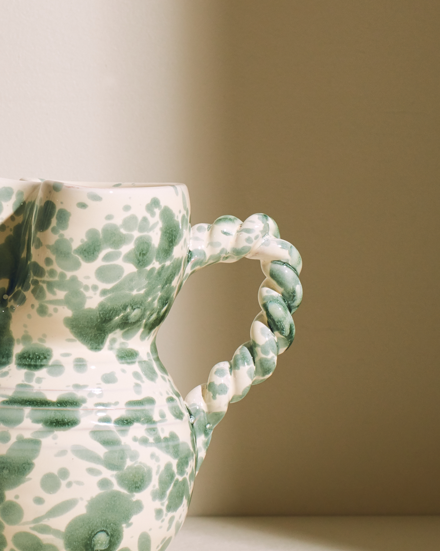 wazon ceramiczny mały kremowy zieleń