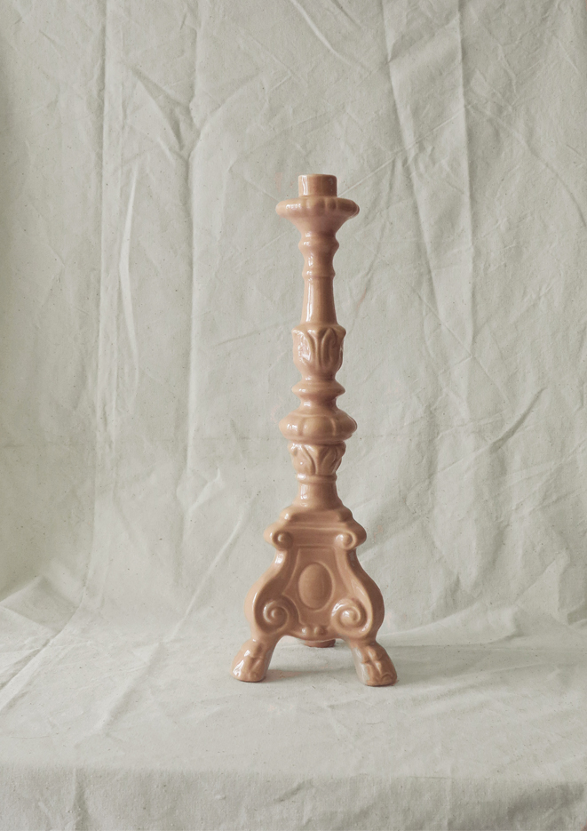 świecznik ceramiczny różowy
