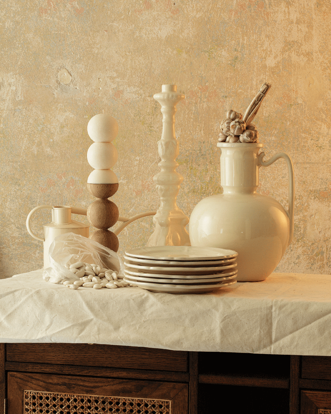 świecznik ceramiczny krem puglia
